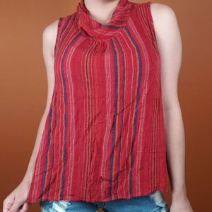 Beachy Red Striped Tunic Top